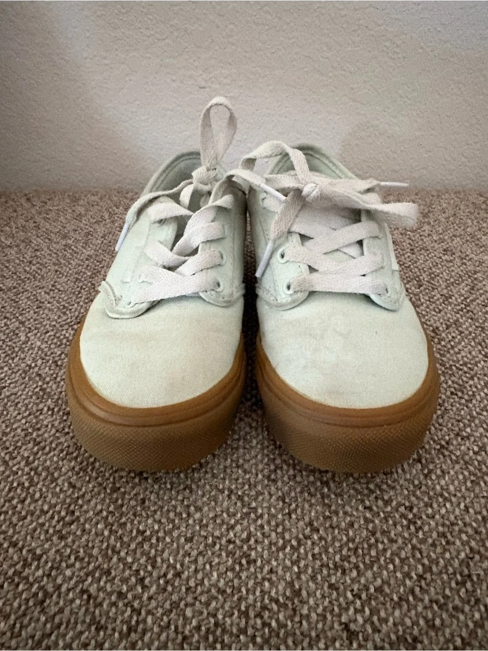 Kids Canvas Lace-Up Sneakers in Light Mint with Gum Sole